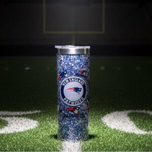 Patriots Glitter Tumbler - Blue and Silver